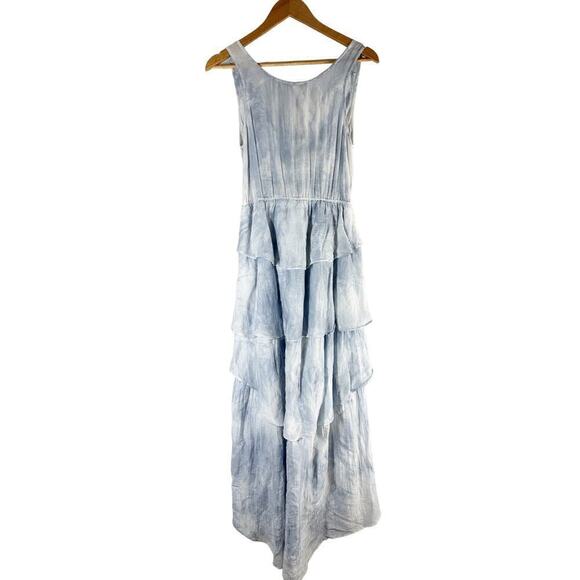 LoveShackFancy Risley Heather Blue Hand Dye Asymetrical Midi Dress Size Medium - Picture 3 of 9